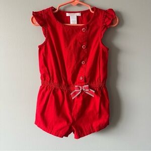 Janie and Jack Romper One Piece Red White Nautical Nantucket Breeze Preppy 24 M